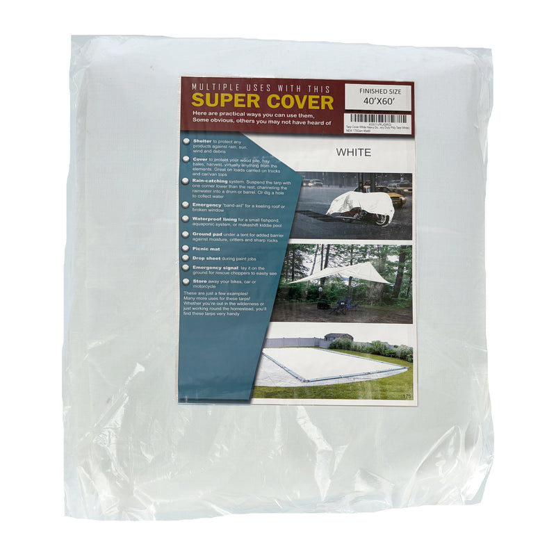 SUPER COVER TARP 40X60' WHITE FINISH SIZE 2400SQFT 10 MIL