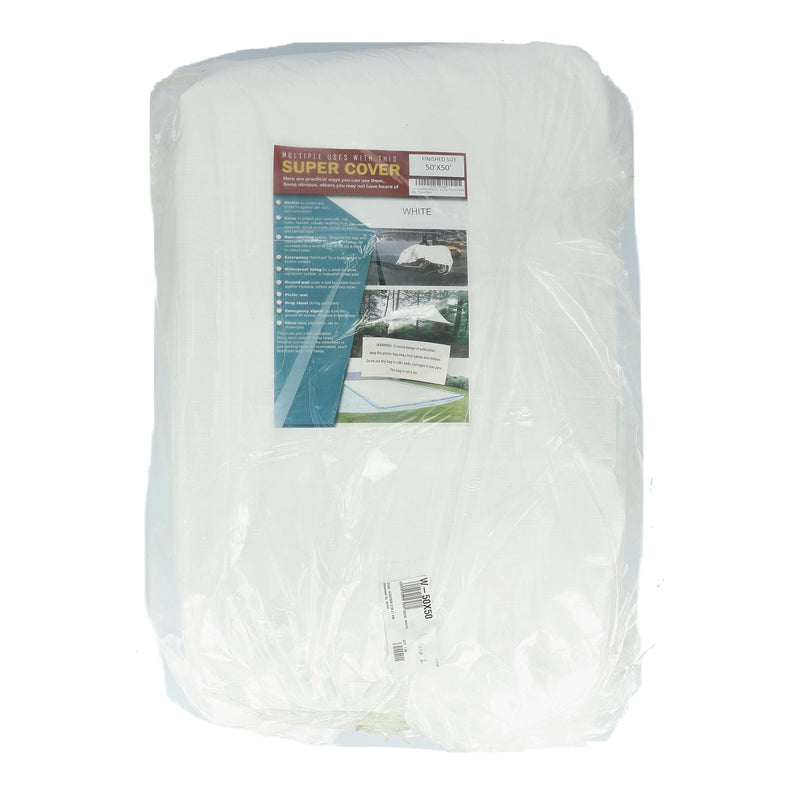SUPER COVER TARP 50X50' WHITE FINISH SIZE 2500SQFT 10 MIL