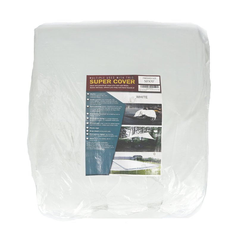 SUPER COVER TARP 50X70' WHITE FINISH SIZE 3500SQFT 10 MIL