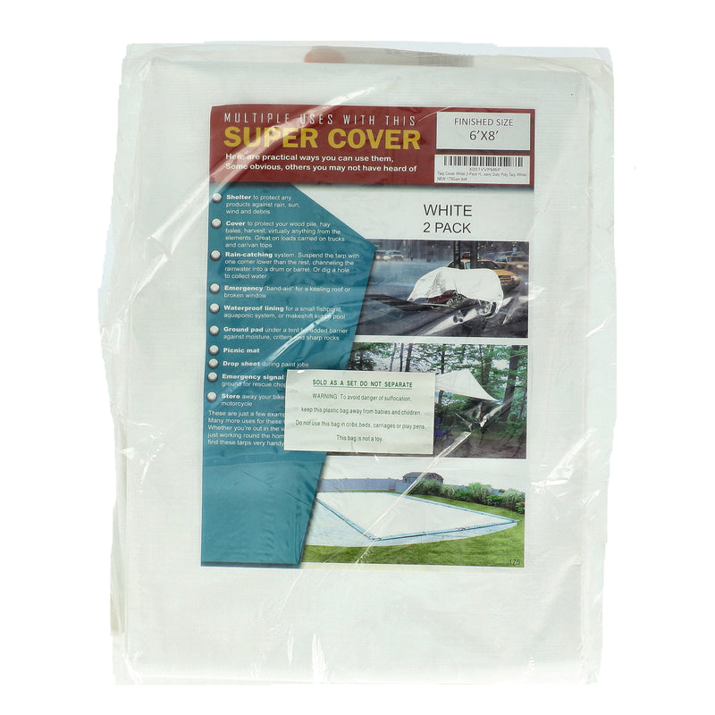 W-6X8-X2-SUPER COVER 2PK TARP 6X8' WHITE FINISH SIZE 96FT² 10 MIL