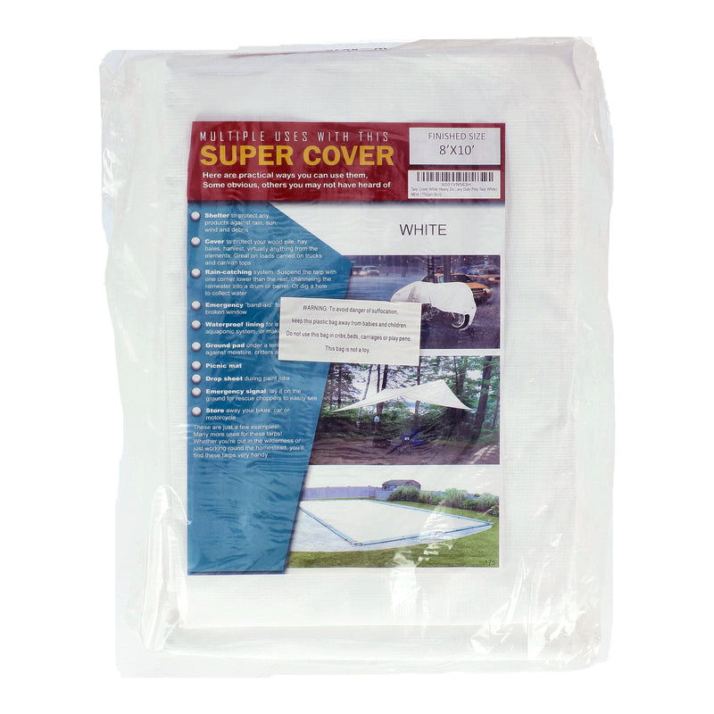 SUPER COVER TARP 8X10' WHITE FINISH SIZE 80SQFT 10 MIL