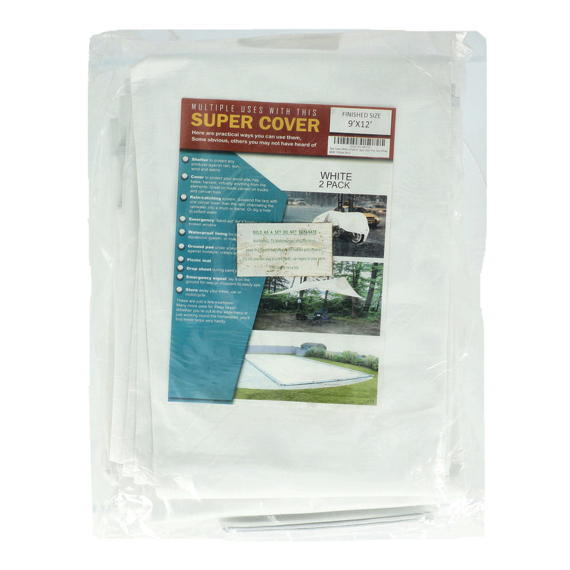 SUPER COVER 2PK TARP 9X12' WHITE FINISH SIZE 216SQFT 10 MIL
