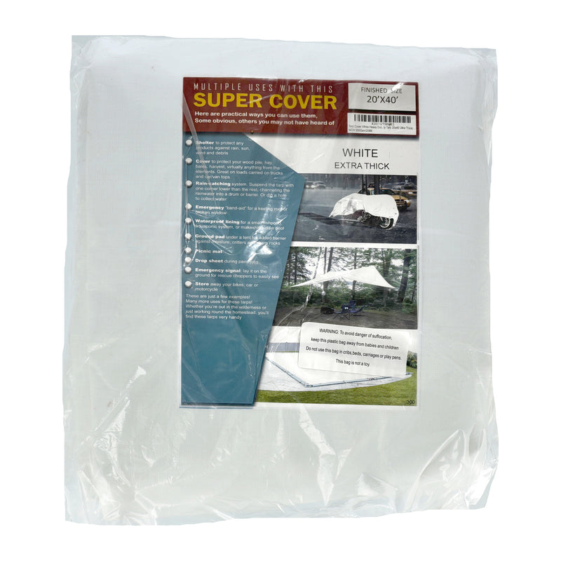 SUPER COVER TARP 20X40' WHITE FINISH SIZE 800SQFT 20 MIL