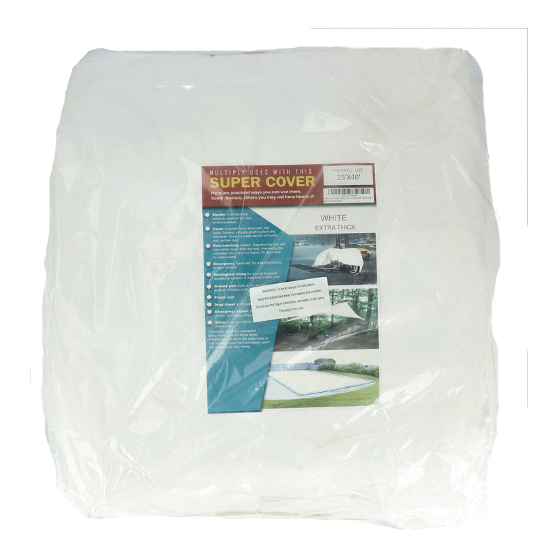 SUPER COVER TARP 25X40' WHITE FINISH SIZE 1000SQFT 20 MIL