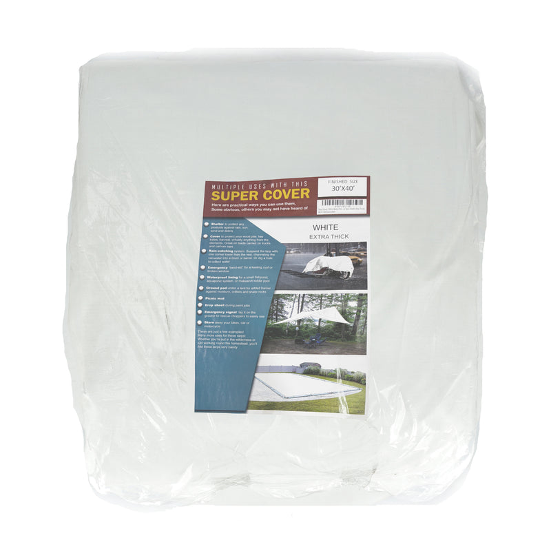 SUPER COVER TARP 30X40' WHITE FINISH SIZE 1200SQFT 20 MIL