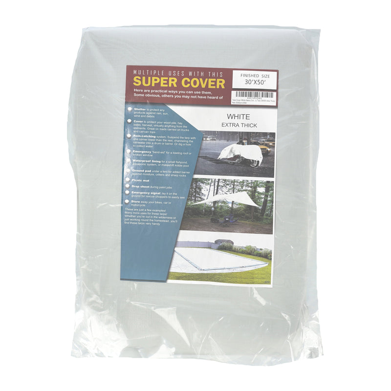 SUPER COVER TARP 30x50' WHITE FINISH SIZE 1500SQFT 20 MIL