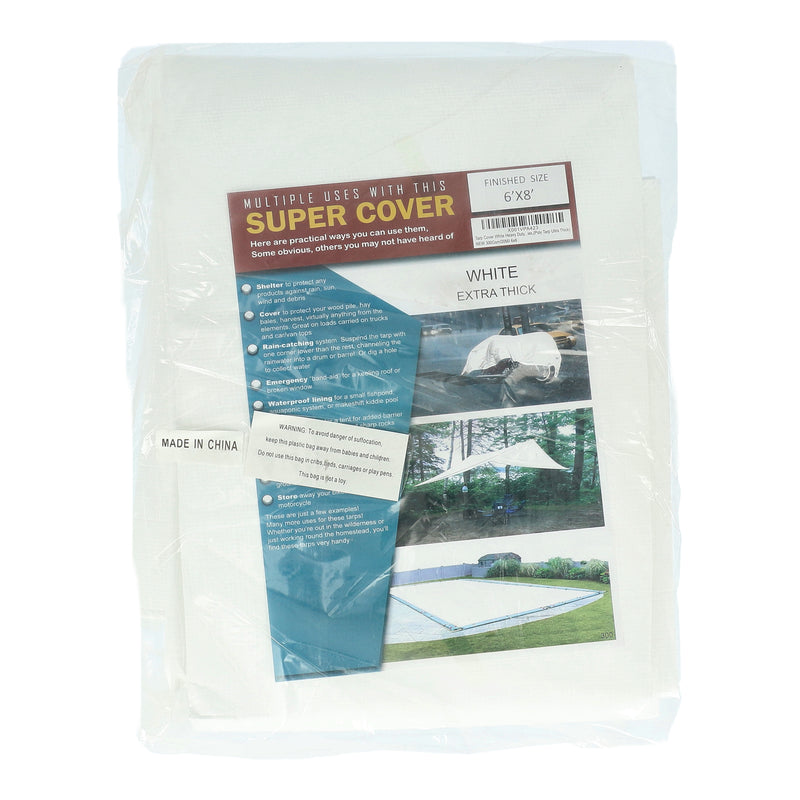 SUPER COVER TARP 6X8' WHITE FINISH SIZE 48SQFT 20 MIL