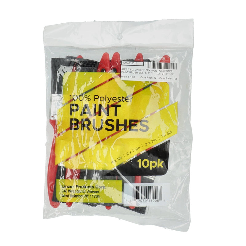 LINZER 10pk 100% POLYESTER PAINT BRUSH SET- 4- 1''