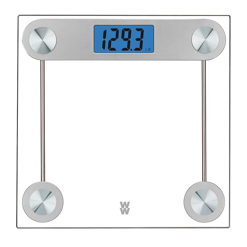 WEIGHT WATCHERS DIGITAL GLASS SCALE BY CONAIR SILVER FINISH
