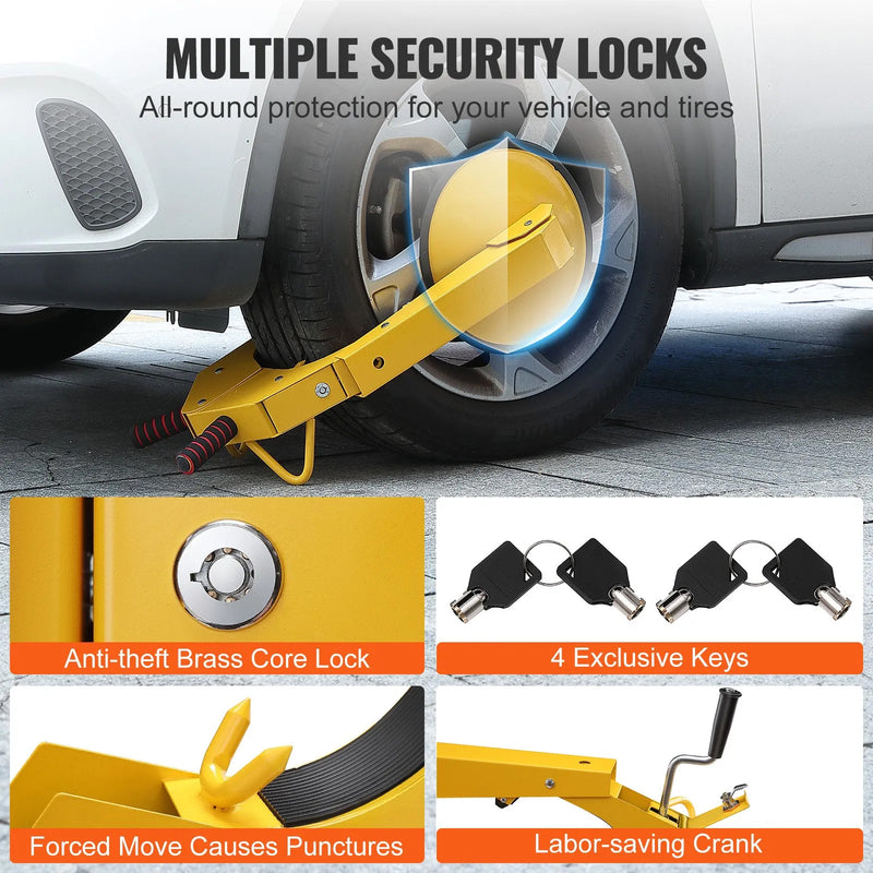 VEVOR 2PK TIRE WHEEL LOCK Wheel Lock Clamp, 2-Pack Trailer Wheel Lock, Heavy-Duty Anti Theft Tire Lock, Adjustable Tire