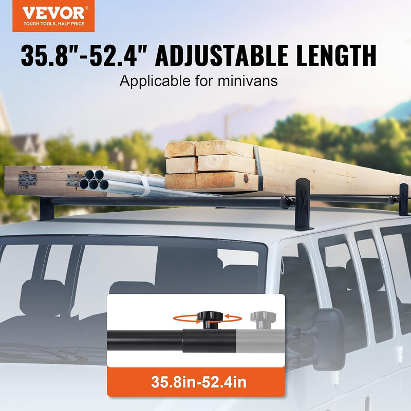 VEVOR ADJUSTABLE LENGTH VAN ROOF RACK UP TO 500 LB CAPACITY