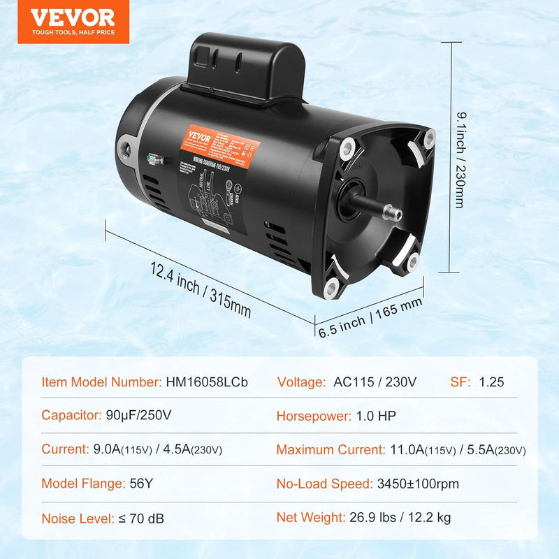VEVOR 1 HP 115V POOL PUMP MOTOR