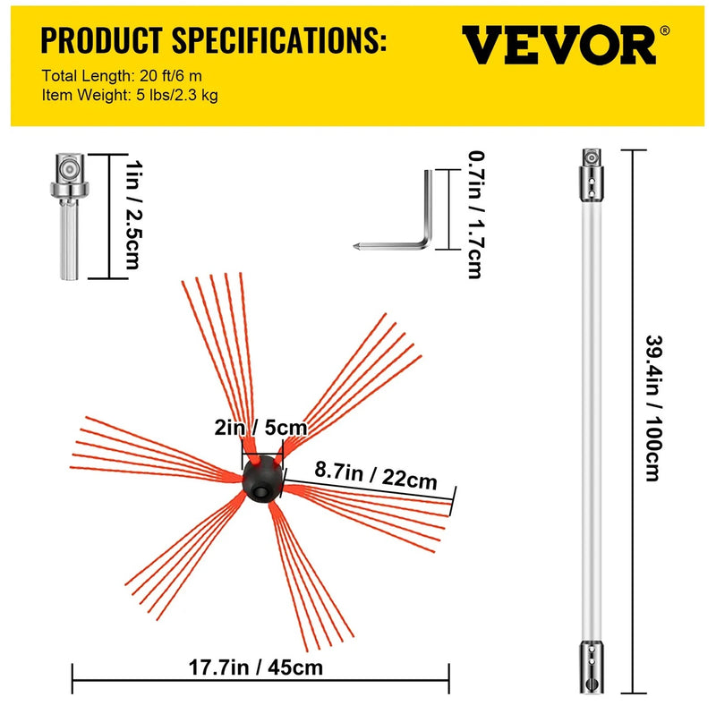 VEVOR 20' CHIMNEY SWEEP KIT