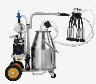 VEVOR 6.6gal STAINLESS ELECTRIC COW MILKING MACHINE ON WHEELS