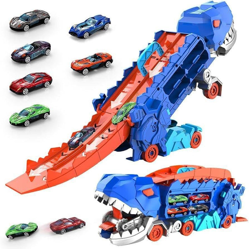 VAN VIME 2-IN-1 DINOSAUR CAR TRANSPORTER TOY TRUCK WITH 12 CARS