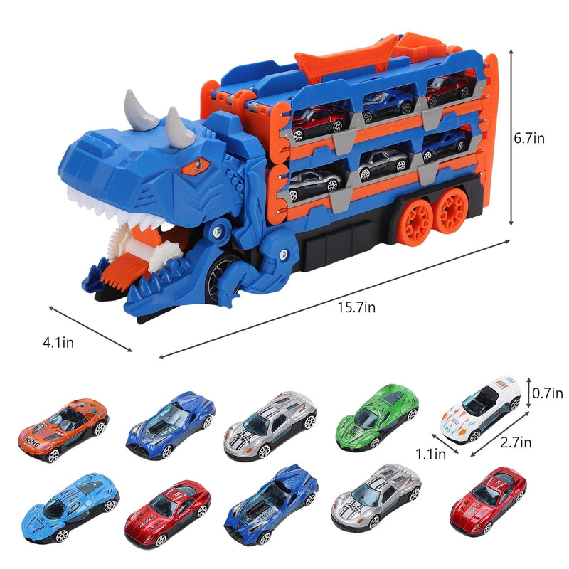 VAN VIME 2-IN-1 DINOSAUR CAR TRANSPORTER TOY TRUCK WITH 12 CARS