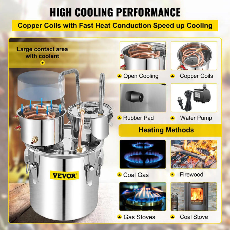 VEVOR 13.2 GALON STAINLESS ALCOHOL STILL HOME BREWING & DISTILLATION KIT