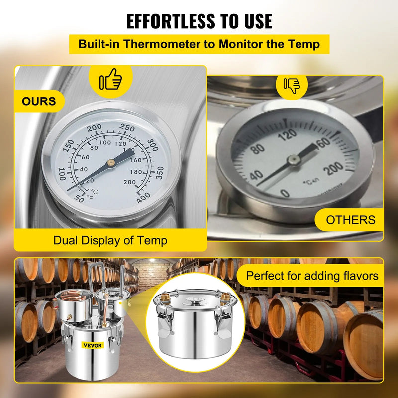VEVOR 13.2 GALON STAINLESS ALCOHOL STILL HOME BREWING & DISTILLATION KIT