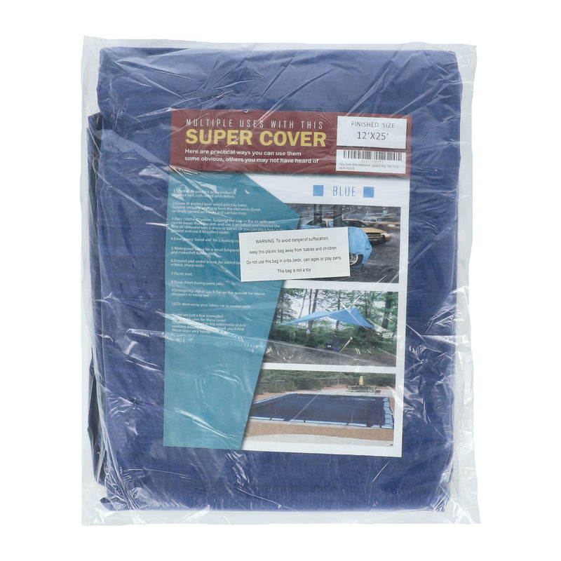 SUPER COVER TARP 12x25' BLUE FINISH SIZE 300SQFT 5 MIL
