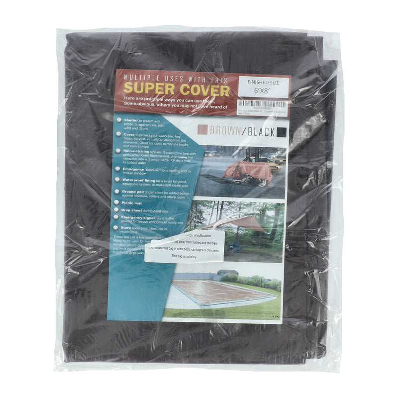 SUPER COVER TARP 6x8' BROWN/BLACK FINISH SIZE 48sqft 10mil