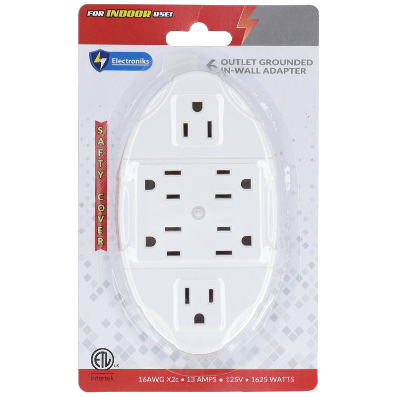 6 OUTLET GROUNDED WALL TAP ADAPTER