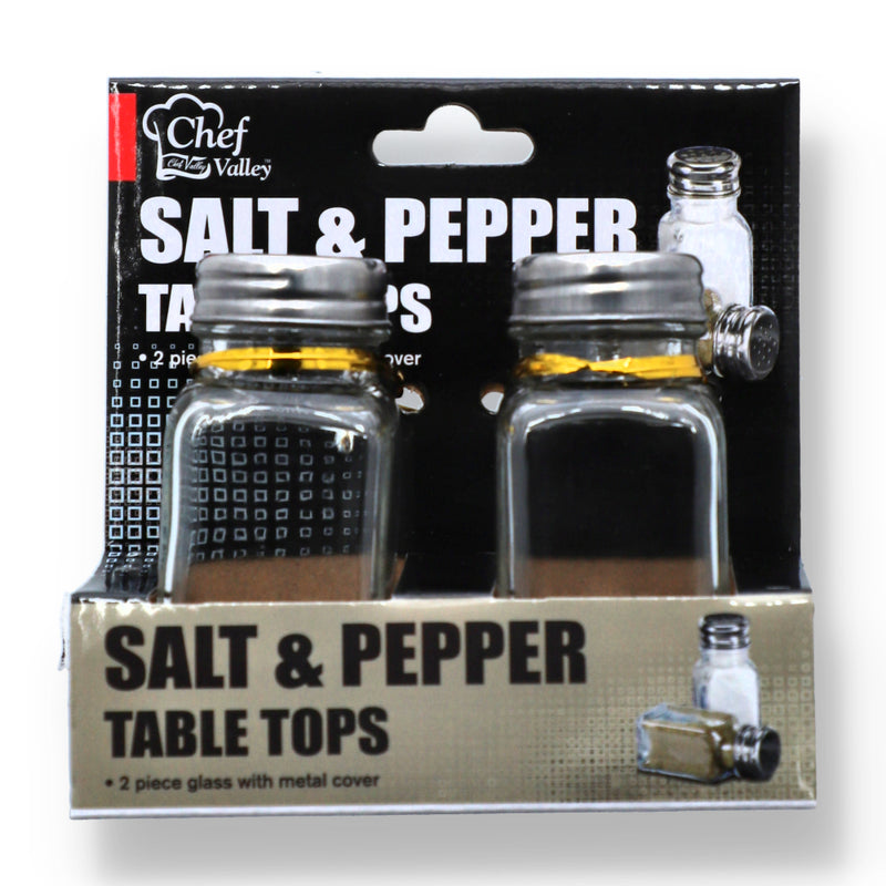 2pc GLASS SALT & PEPPER SHAKERS