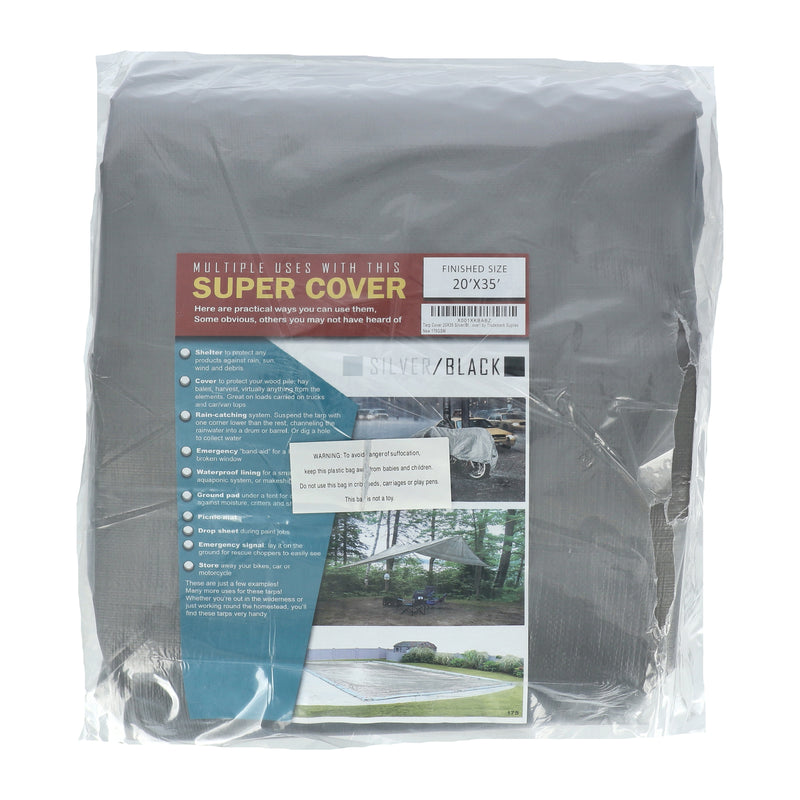 SUPER COVER TARP 20x35' SILVER/BLACK FINISH SIZE 700SQFT 10 MIL