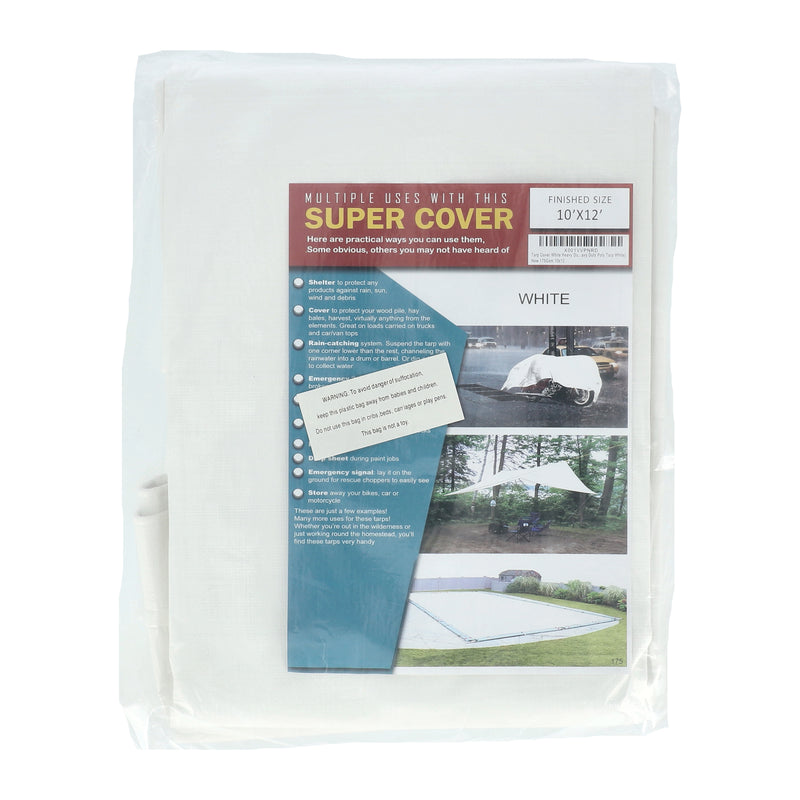 SUPER COVER TARP 10x12' WHITE FINISH SIZE 120ft² 10 MIL