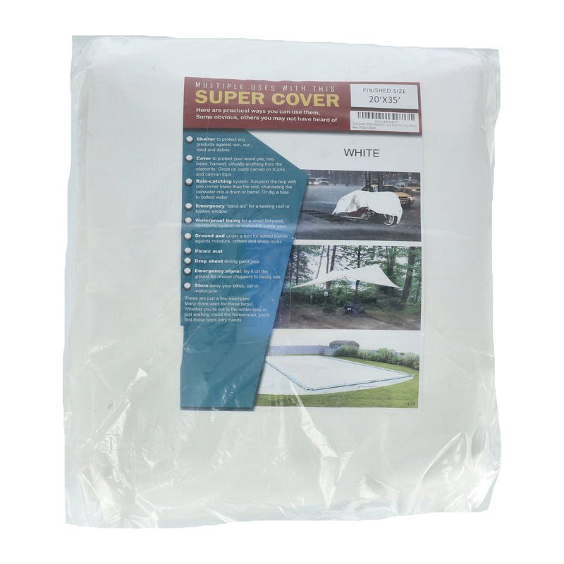 SUPER COVER TARP 20x35' WHITE FINISH SIZE 700SQFT 10 MIL
