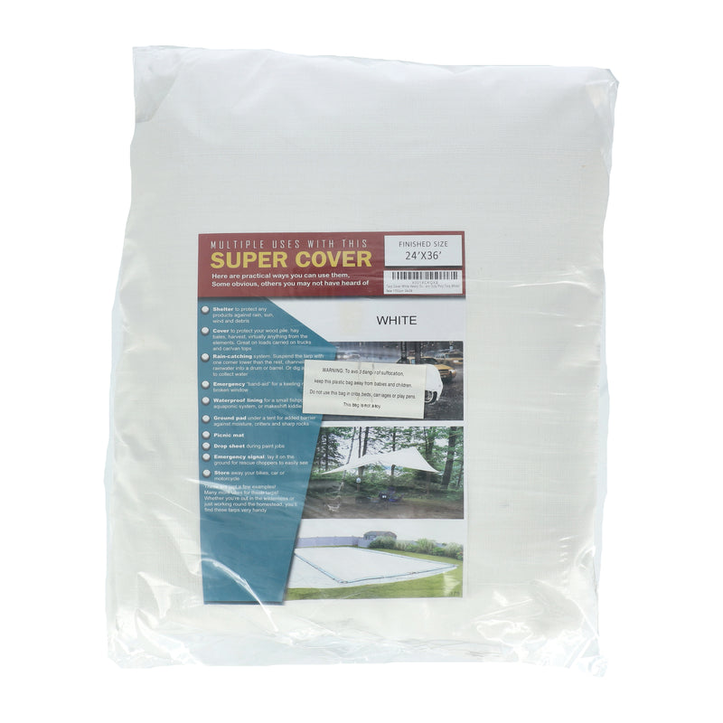 SUPER COVER TARP 24x36' WHITE FINISH SIZE 864SQFT 10 MIL