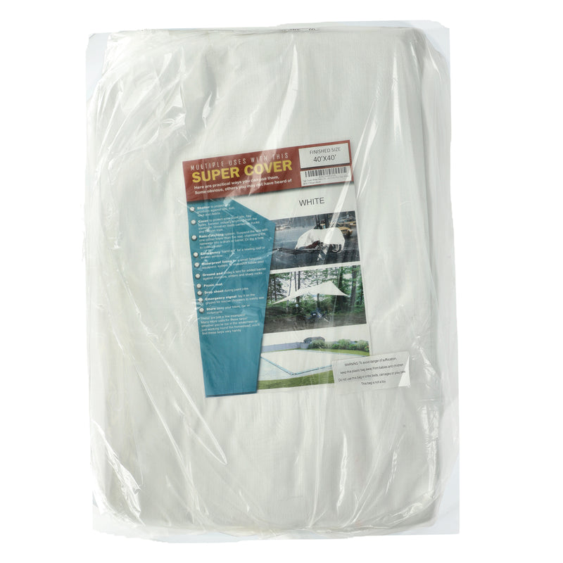 SUPER COVER TARP 40X40' WHITE FINISH SIZE 1600SQFT 10 MIL